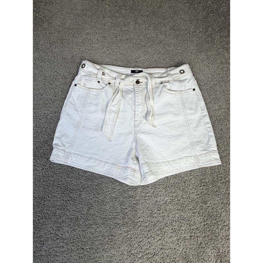 Frye Mom Shorts Womens 31 White Denim High Waist 4.5 Inseam Belted Eyelet